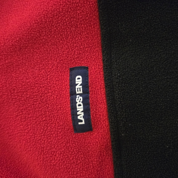 Lands' End Men's Size 2XL Pullover Quarter Zip Fleece Polyester Red And Black - Picture 2 of 5